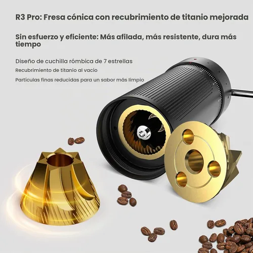 Vista 3 de MHW-3BOMBER R3 Pro - Molinillo de café manual, rebaba cónica con revestimiento de titanio mejorada 2026, molinillo manual de ajuste externo