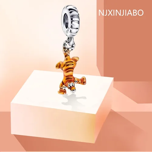 Vista 2 de NJXINJIABO Collar de plata de ley 925 con dije de puntada de joyería, para Navidad, Halloween, cumpleaños, día de San Valentín, día de la madre