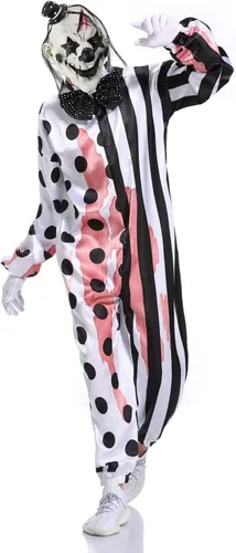 Vista 2 de nezababycos Disfraz de payaso aterrador de Halloween para fiesta de cosplay trajes de Joker para hombres adultos overol de látex