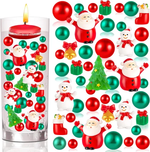 Vista 15 de 100 piezas de relleno de jarrón de Navidad, rellenos de jarrón flotante de nieve azul y blanca para centros de mesa y decoración 100 azul y blanco