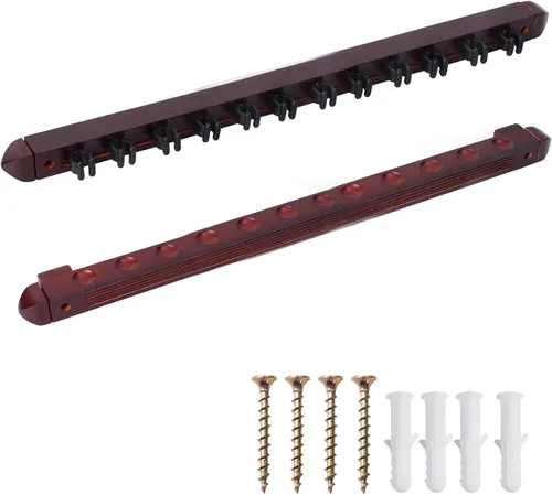 Vista 19 de GSE 2-Piece Wooden Wall Mounted Billiard Pool Cue Rack Holds 6/8/12 Cues Several Colors Available, Pool Stick Holder Only, Space-Saving, Billiard