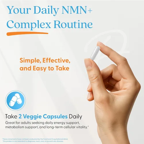 Vista 4 de Doctor's Best Cápsulas de suplemento complejo NMN+ para mujeres y hombres - Apoya la producción de NAD+, resveratrol 100 mg y beta nicotinamida