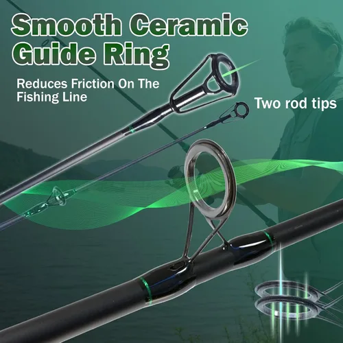 Vista 3 de Surf Spinning Fishing Rod 9'-12', 3-Piece Carbon Fiber Saltwater Rod with 2 Identical Tips Lightweight High-Sensitivity Long-Cast Shore & Beach