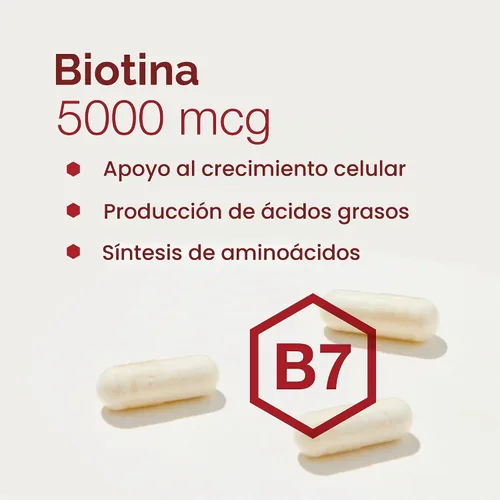 Vista 4 de PROTOCOL FOR LIFE BALANCE Biotina 5,000 mcg, cabello, piel y uñas, 90