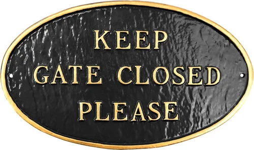 Vista 7 de Montague Metal Products - Letrero de placa con texto en inglés "Keep Gate Closed Please State" - Letrero de puerta - Placa de pared o césped cerrada