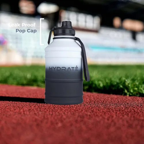 Vista 2 de HYDRATE Botella de Agua de Acero Inoxidable de 74 Oz - Mono - Botella de Agua de Metal para Gimnasio Libre de BPA - Correa de Transporte de Nylon