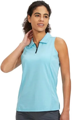Vista 4 de Viodia Camiseta de golf sin mangas para mujer, con cremallera, de secado rápido, camisetas polo para mujer, ropa de golf