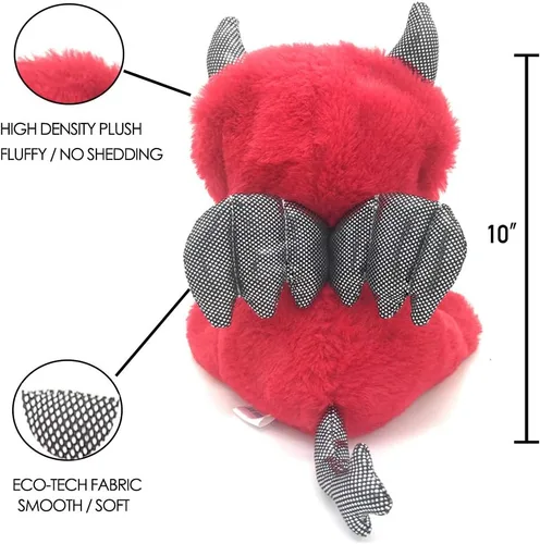 Vista 3 de Peluche de pug en disfraz de diablo de 10 pulgadas, color rojo para cumpleaños soft polyester dog with move down hood for nursery decor and