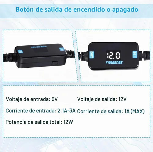 Vista 6 de FARSENSE Cable de alimentación USB CC de 5 V a 12 V (3 pies), adaptador USB C a CC de 12 V con conector de CC de 0.217 x 0.098 in