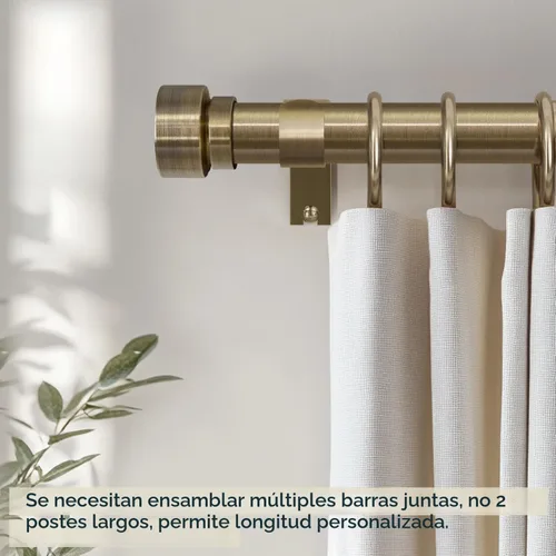 Vista 3 de Lootkell Barras de cortina de bronce antiguo para ventanas de 28 a 48 pulgadas, longitud ajustable, resistente, 1 pulgada de diámetro, con remates