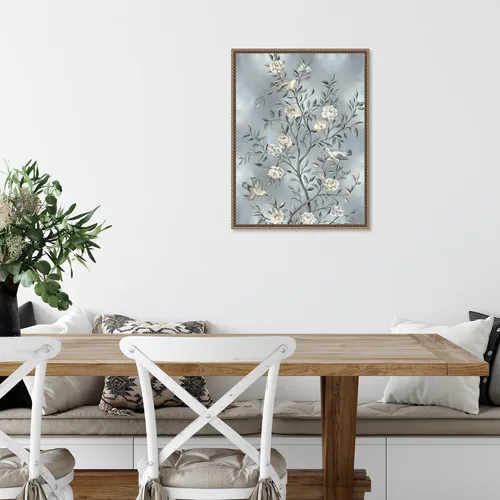 Vista 6 de Amanti Art Lienzo enmarcado para pared, 24 x 18 pulgadas, chinoiserie en plata III por Renee Campbell, lienzo enmarcado para pared, obras de arte