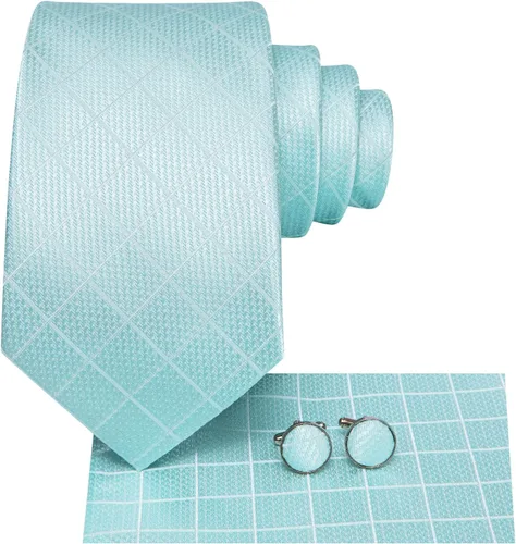 Vista 169 de Hi-Tie Corbatas de seda para hombre, diseño de cachemira a rayas, con bolsillo, gemelos cuadrados, conjunto formal de negocios
