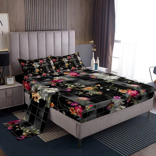 Vista 53 de Erosebridal Juego de sábanas góticas de damasco para adultos, juego de sábanas victorianas antiguas, tamaño individual, sábanas góticas florales