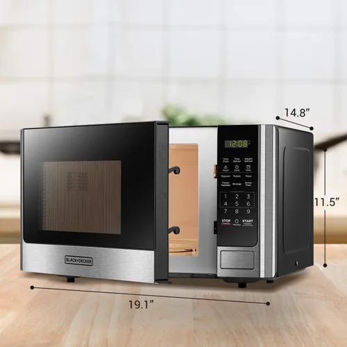 Vista 6 de BLACK+DECKER Microondas digital con puerta giratoria y botón de seguridad para niños