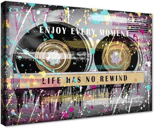 Vista 37 de Novatique Arte de Pared de Cinta de Casete Decoración de Sala de Música Póster Impreso Life Has No Rewind Casete Lienzo Arte de Pared Pósters