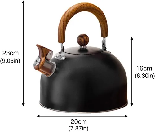 Vista 2 de Hervidor de té silbante – Hervidor de té de 3.1 cuartos de galón, tetera silbante de acero inoxidable para estufa, tetera silbato de 3 litros