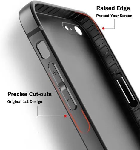 Vista 3 de TENOC Funda para iPhone 6 y iPhone 6s, Funda negra con amortiguador protector antihuellas mate para 4.7 pulgadas