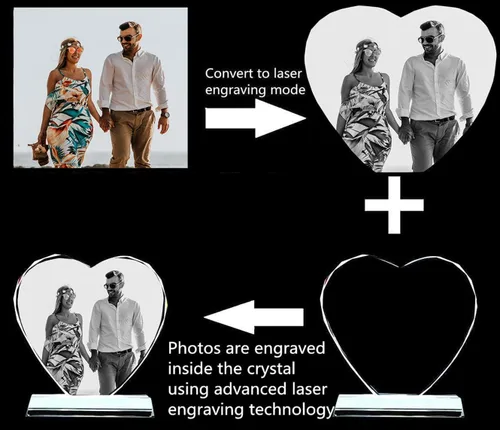 Vista 5 de Regalos de fotos personalizados de cristal – Marcos de fotos en forma de corazón, cumpleaños, aniversario, boda, Navidad, regalos para novia