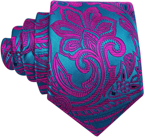 Vista 50 de Barry.Wang - Juego de corbata de seda para hombre, diseño de cachemira, pañuelo y gemelos de bolsillo