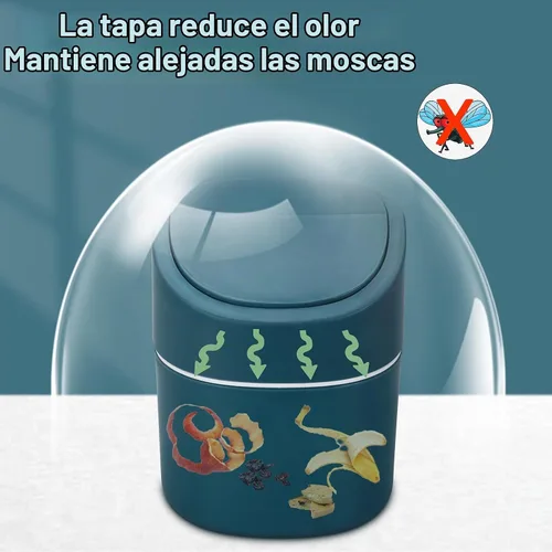 Vista 3 de Mini Cubo de Basura de Escritorio con Tapa con Bolsas de Basura 180 Piezas, Cubo de Basura Pequeño de Cubierta Plástica con Tapa Giratoria para Azul