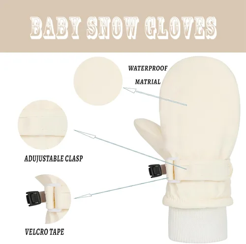 Vista 4 de Urban Virgin Guantes de invierno impermeables para niños pequeños, guantes de invierno con puños de dinosaurio cálidos para niños, guantes de esquí