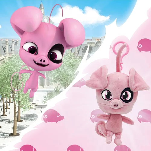 Vista 5 de Miraculous Ladybug Kwami - Llaveros de mochila Lifesize de 5 pulgadas – Daizzi The Pig Clip-On Toys – Accesorios portátiles de mariquita y gato