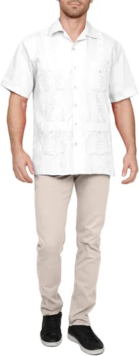 Vista 4 de NE PEOPLE - Camiseta de manga corta para hombre, diseño de Guayabera cubana, con botones, tallas S-4XL