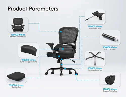 Vista 8 de TRALT Silla de oficina – Silla de oficina ergonómica con soporte trasero, sillas de escritorio de oficina en casa, asiento ancho de 330 libras, Negro