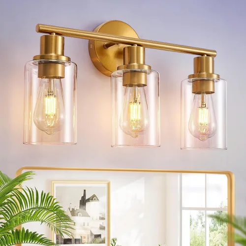 Vista 19 de [Usado] DLLT Lámparas de Baño de 3 Luces: Luces de Tocador Modernas de Níquel con Bombillas E26 - Lámpara de Pared de Baño con Pantalla de Vidrio