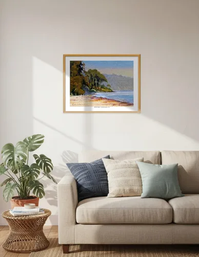 Vista 6 de Goleta Beach - Santa Barbara California - De una pintura original a color por Wade Koniakowsky - Impresión de papel mate de arte fino (sin marco)