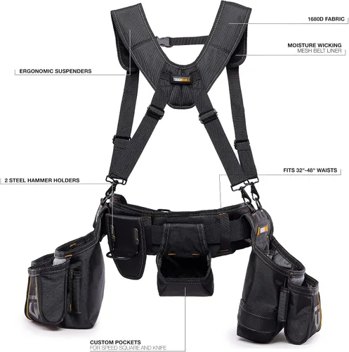 Vista 2 de ToughBuilt - Plataforma de suspensión Framer, correas de ajuste rápido, TB-303-6 Quick-Adjust Straps, Multiple Hang Points, Heavy-Duty