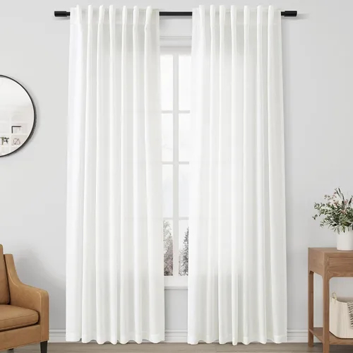 Vista 74 de Aersas Aqua Green Linen Curtains 84 Inches Long 2 Panels Set Back Tab Rod Pocket Living Room Curtain Farmhouse Rustic Light Filtering Hook Drapes