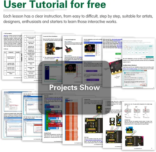 Vista 4 de KEYESTUDIO - Kit de inicio de 45 sensores para BBC Microbit V2.2 V2 V1.5 Sensor Breakout Board, i2c LCD, 5v Relay with Tutorials 57 Courses Coding