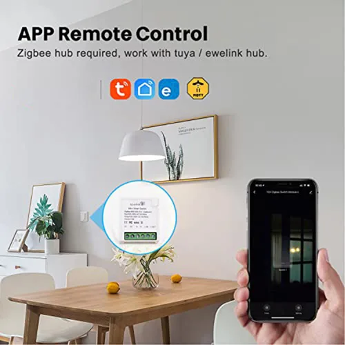 Vista 5 de Zigbee - Mini módulo de relé de interruptor inteligente WiFi, control de modo dual de 2 vías, interruptor de 16 A para automatización del hogar