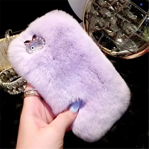 Vista 24 de Funda para Google Pixel 3 XL, [Estuche de conejo de felpa] Conejo de piel peluda con diamantes de imitación de cristal de diseño cálido suave