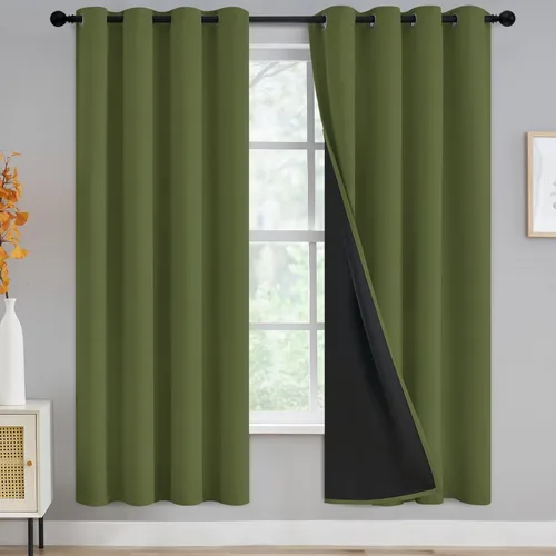 Vista 37 de Yakamok Cortinas negras, cortinas de ventana con aislamiento térmico y eficiencia energética para dormitorio, cortinas opacas completas y cortinas