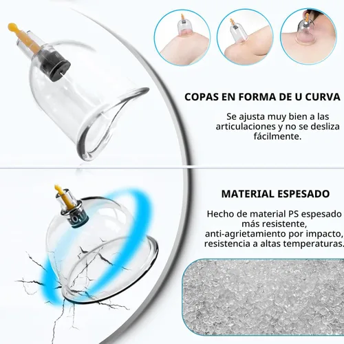 Vista 5 de Cupluw Juego de ventosas, kit de ventosas de 24 tazas para terapia de masaje, juego de terapia china de ventosas con magnético, juego profesional