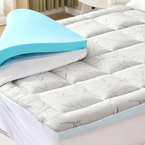 Vista 10 de [Usado] DUMOS Cubrecolchón de espuma viscoelástica tamaño individual, 3 pulgadas de grosor, almohadilla de gel refrescante con infusión de gel