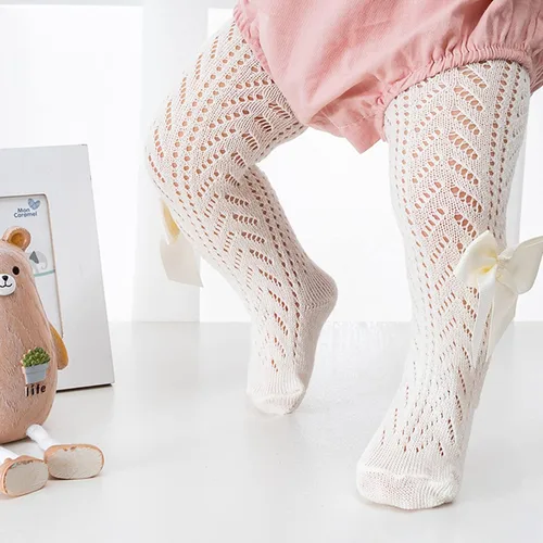 Vista 5 de Urkutoba Mallas de punto trenzado sin costuras con lazo para niñas pequeñas de algodón
