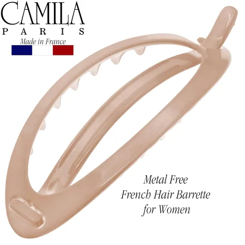 Vista 5 de Camila Paris CP2320 - Pinza de pasador de pelo francés, soporte flexible para cola de caballo sin piezas metálicas, pinzas de agarre fuerte