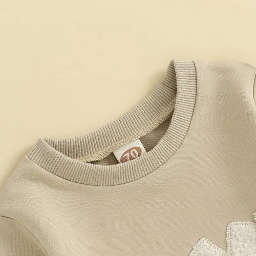 Vista 3 de Molgkyo Conjunto de 2 piezas de sudadera con estampado de letras y cuello redondo para bebé niño