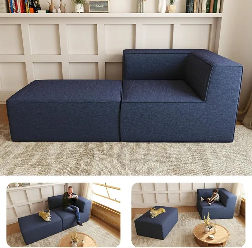 Vista 33 de Sofá Seccional Modular de 38", Juego de Asientos de Sofá Convertible en Cubo Comprimido, Combina Forma de L y Forma de U, Ensamblaje Fácil, Ahorro