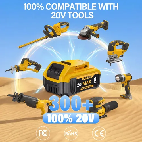 Vista 5 de POODIE Reemplazo actualizado de 8.0 Ah para batería Dewalt 20V Max compatible con DCB200 DCB203 DCB206 DCB207