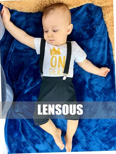 Vista 5 de LENSOUS Conjunto de mameluco divertido para el primer cumpleaños de un año para niño