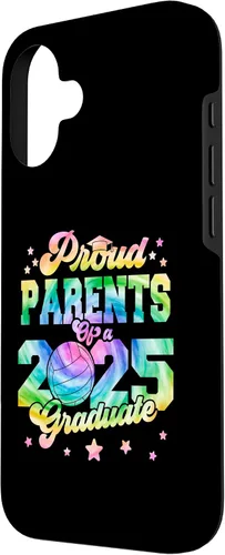 Vista 2 de iPhone 16 Parents of a 2025 Graduate Tie Dye Graduation VolleyBall Case