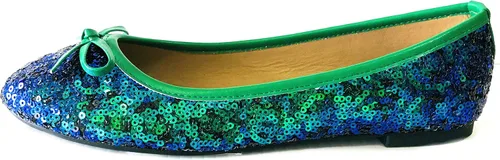 Vista 2 de Shoes8teen - Zapatos planos de ballet con lentejuelas y purpurina para mujer con lazo