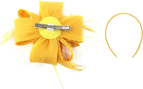 Vista 6 de Myjoyday Tocado para mujer, para fiesta de té, iglesia, cóctel, plumas, velo, diadema con clip para el cabello