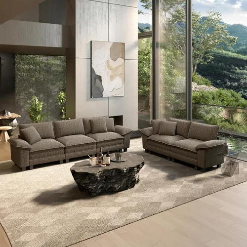 Vista 27 de HERA'S HOUSE Juego de sofás seccionales modulares de 2 piezas, juego de sofá de gran tamaño con loveseat y sillón, cómodos sofás nube con cojines