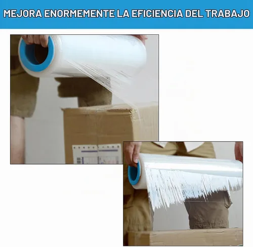 Vista 6 de Mango de envoltura retráctil, 2 pares de dispensadores de envoltura elástica manual para envío, palet, embalaje y suministros de mudanza, apto