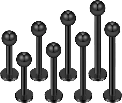 Vista 2 de Ruifan 14G Labret Monroe Anillo de Labio Helix Pendiente Tragus Cartilage Piercing Joyería 8PCS